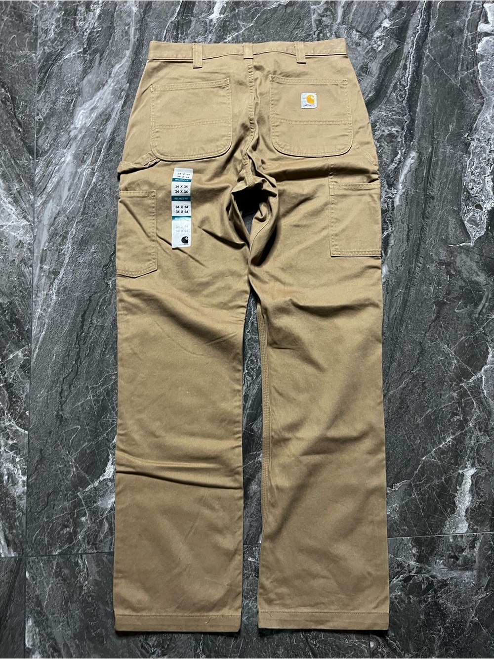 NWT Carhartt B324 DKH Men 34x34 Relaxed Fit Twill Carpenter Work Pants Tan